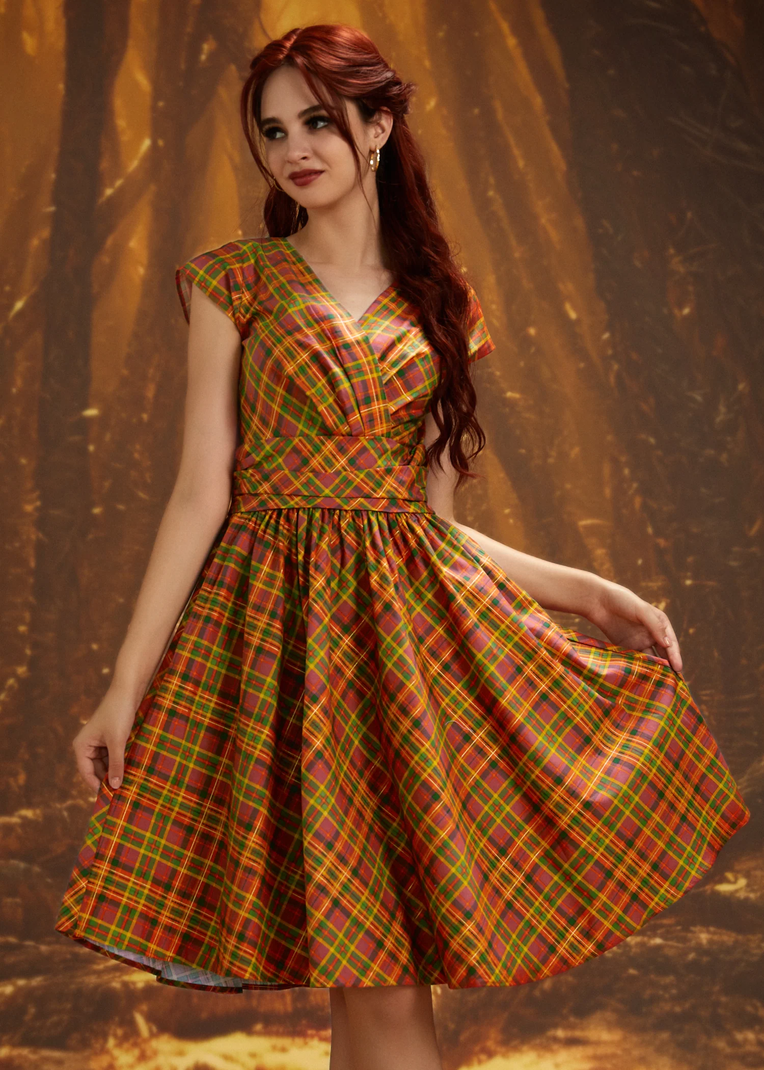 Orange Plaid Greta Dress - Image 5