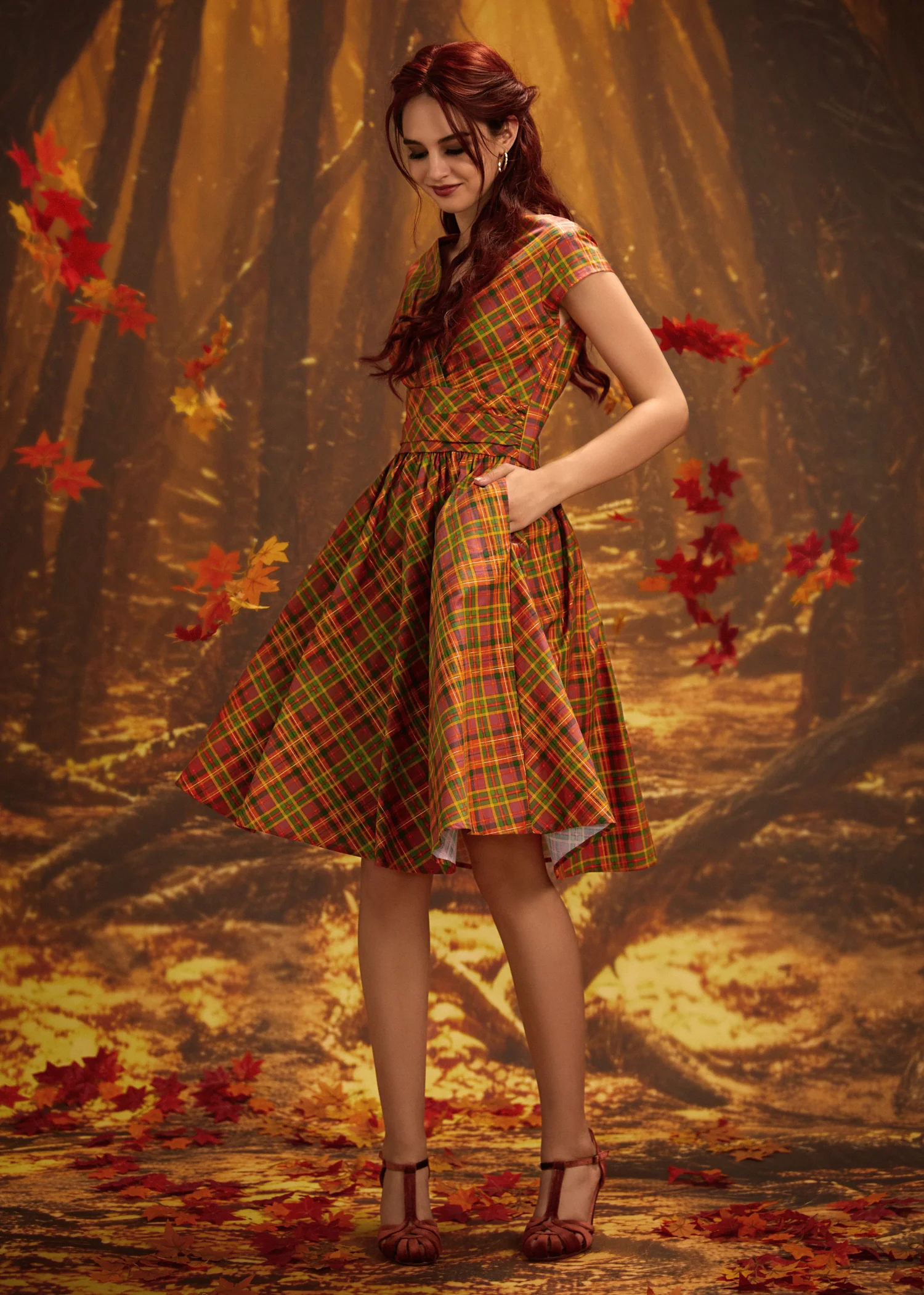Orange Plaid Greta Dress - Image 7