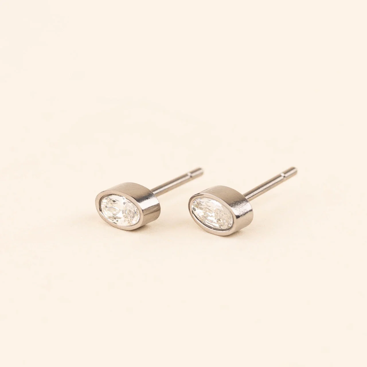 Oval Crystal Stud Earrings - Image 4