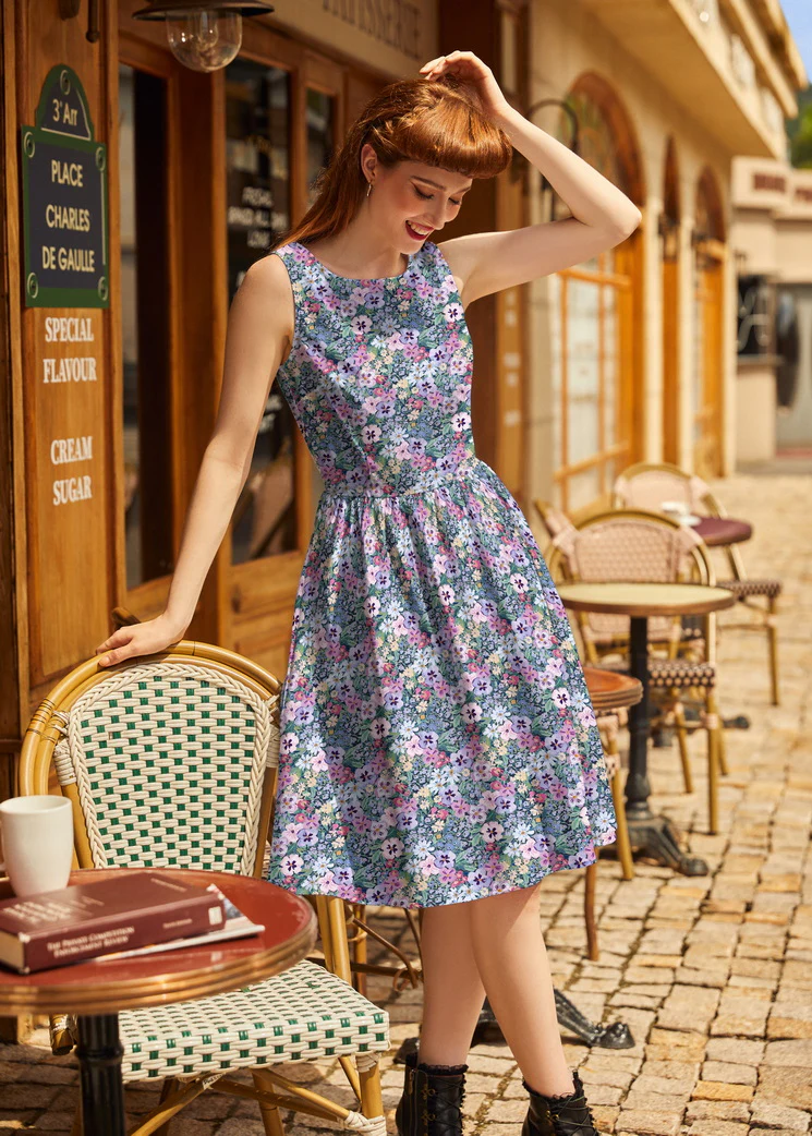 Painted Floral Vintage Dress - Image 2