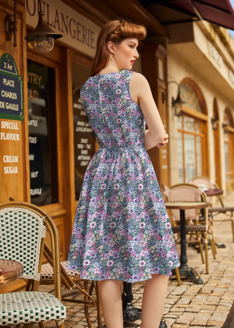 Painted Floral Vintage Dress - Image 3