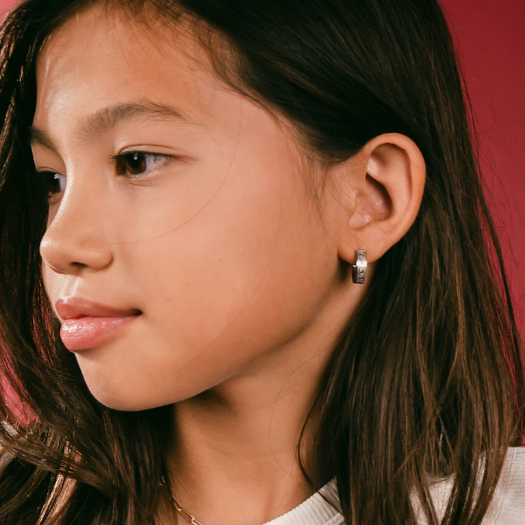 Paisley Chunky Huggie Hoop Earrings - Image 2