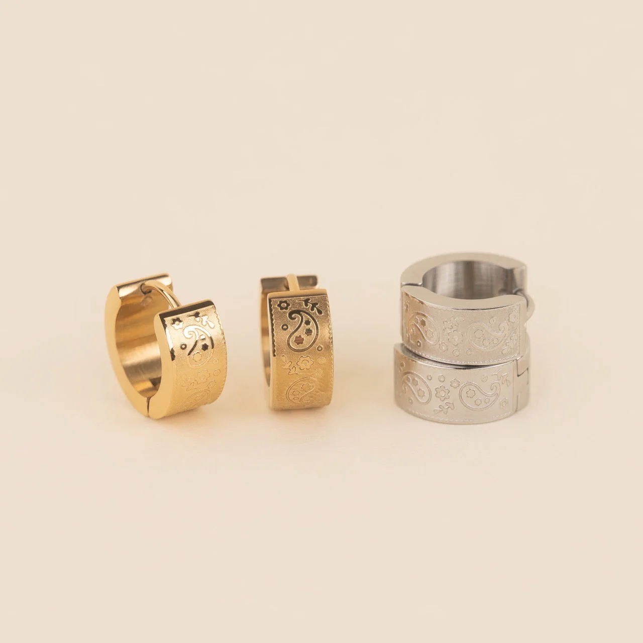 Paisley Super Chunky Huggie Hoop Earrings - Image 4