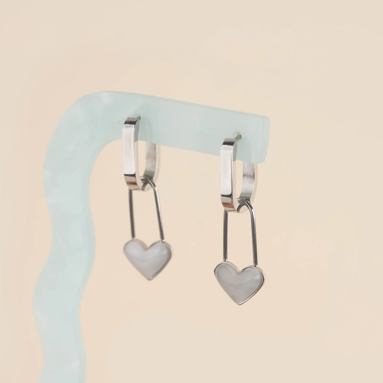 Paperclip Heart Huggie Hoop Charms - Image 2