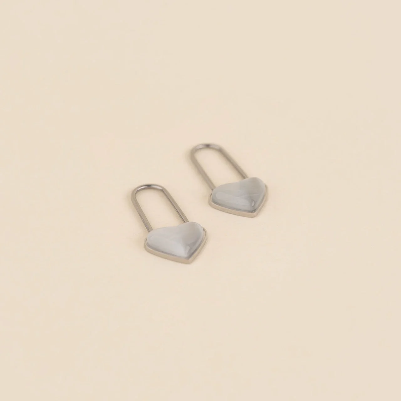Paperclip Heart Huggie Hoop Charms - Image 3