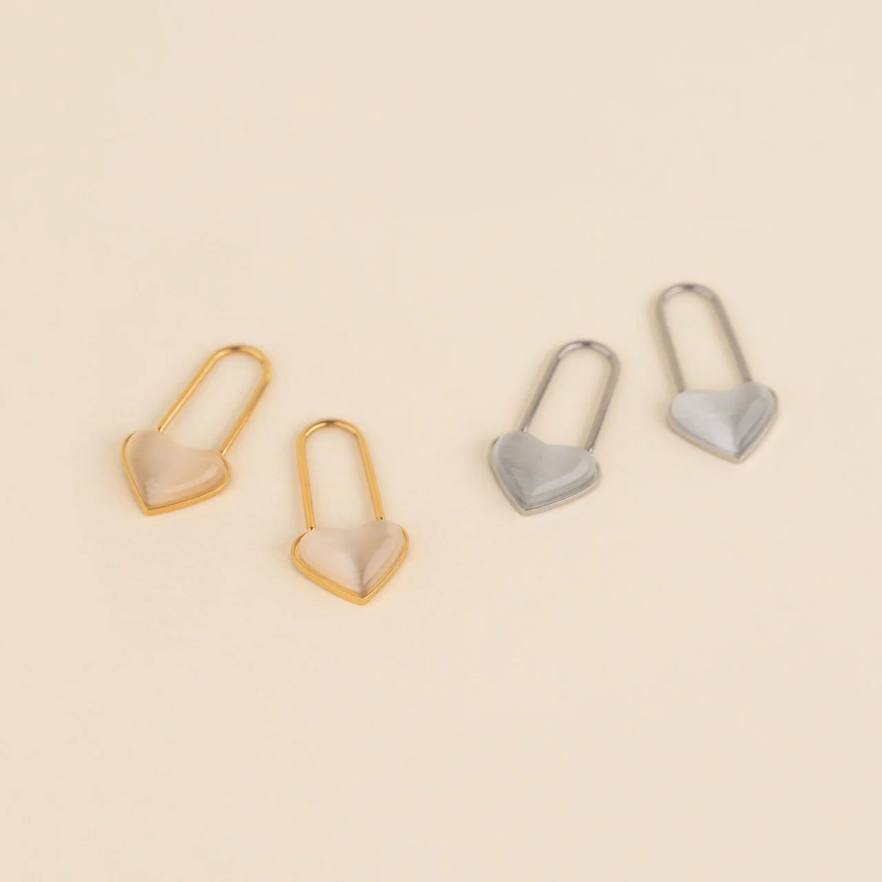 Paperclip Heart Huggie Hoop Charms - Image 8