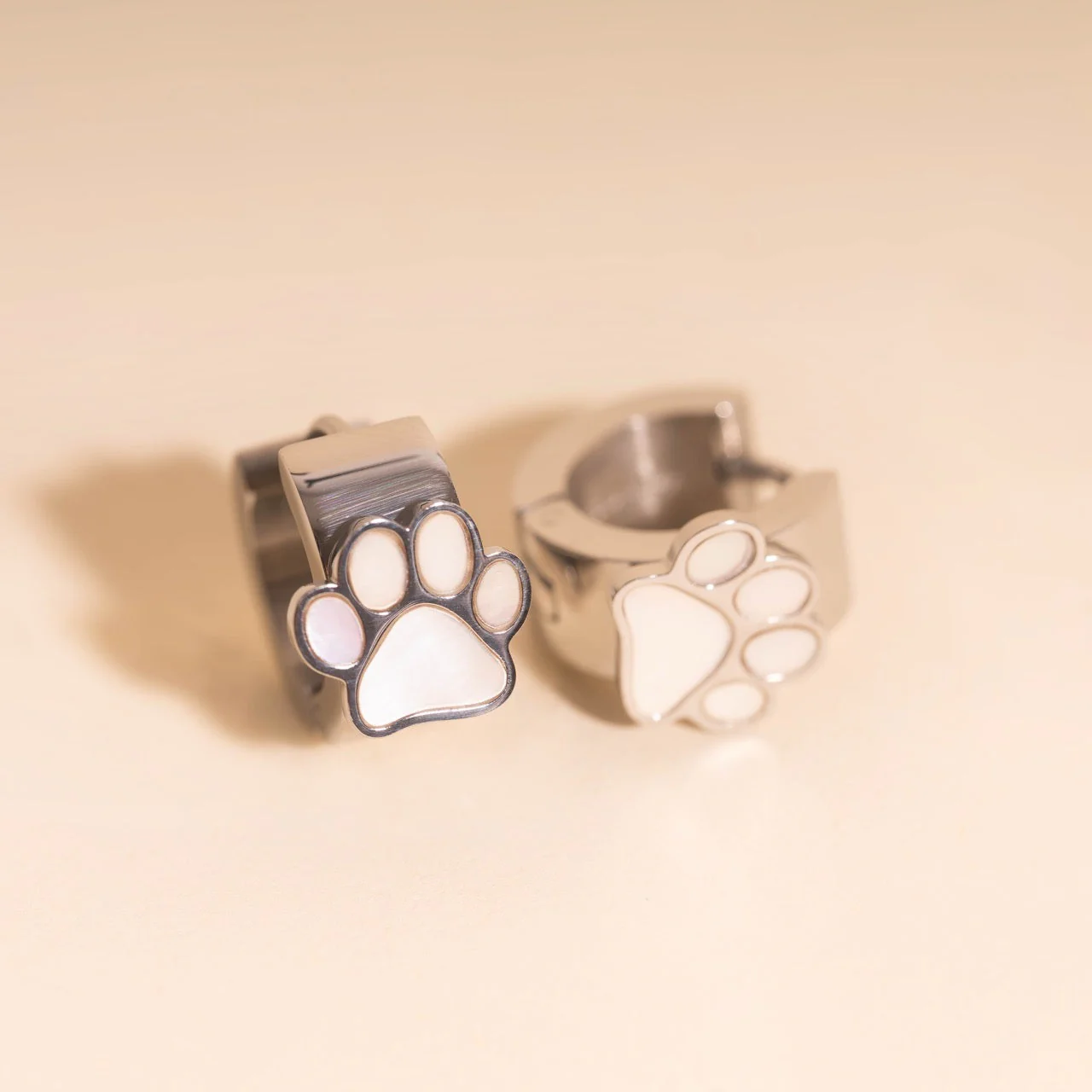 Paw Print Super Chunky 3D Huggie Hoop Earrings - Image 2