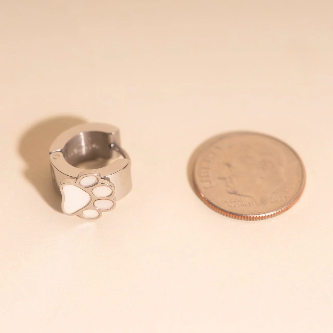 Paw Print Super Chunky 3D Huggie Hoop Earrings - Image 4