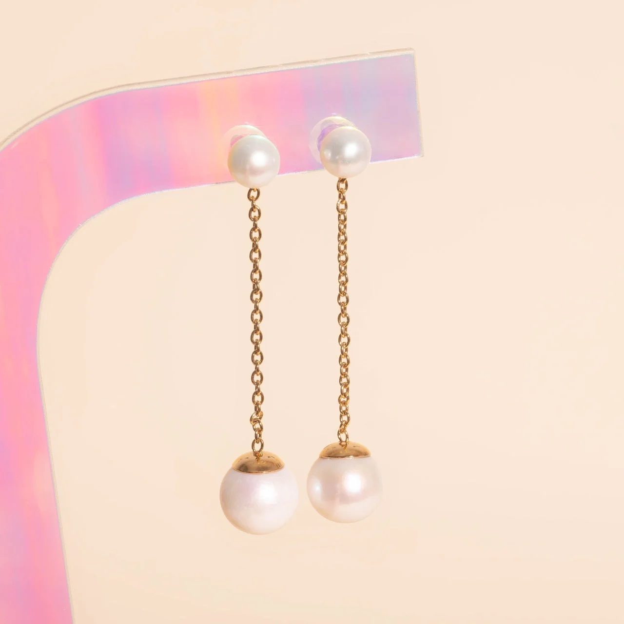 Pearl Line Stud Earrings - Image 2