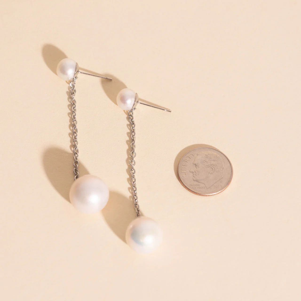 Pearl Line Stud Earrings - Image 4