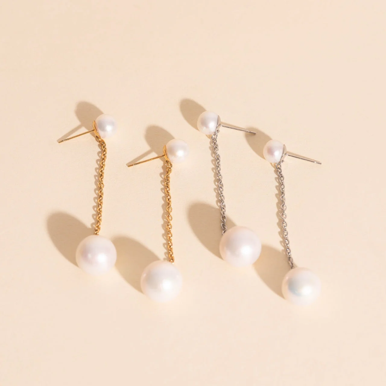 Pearl Line Stud Earrings - Image 5