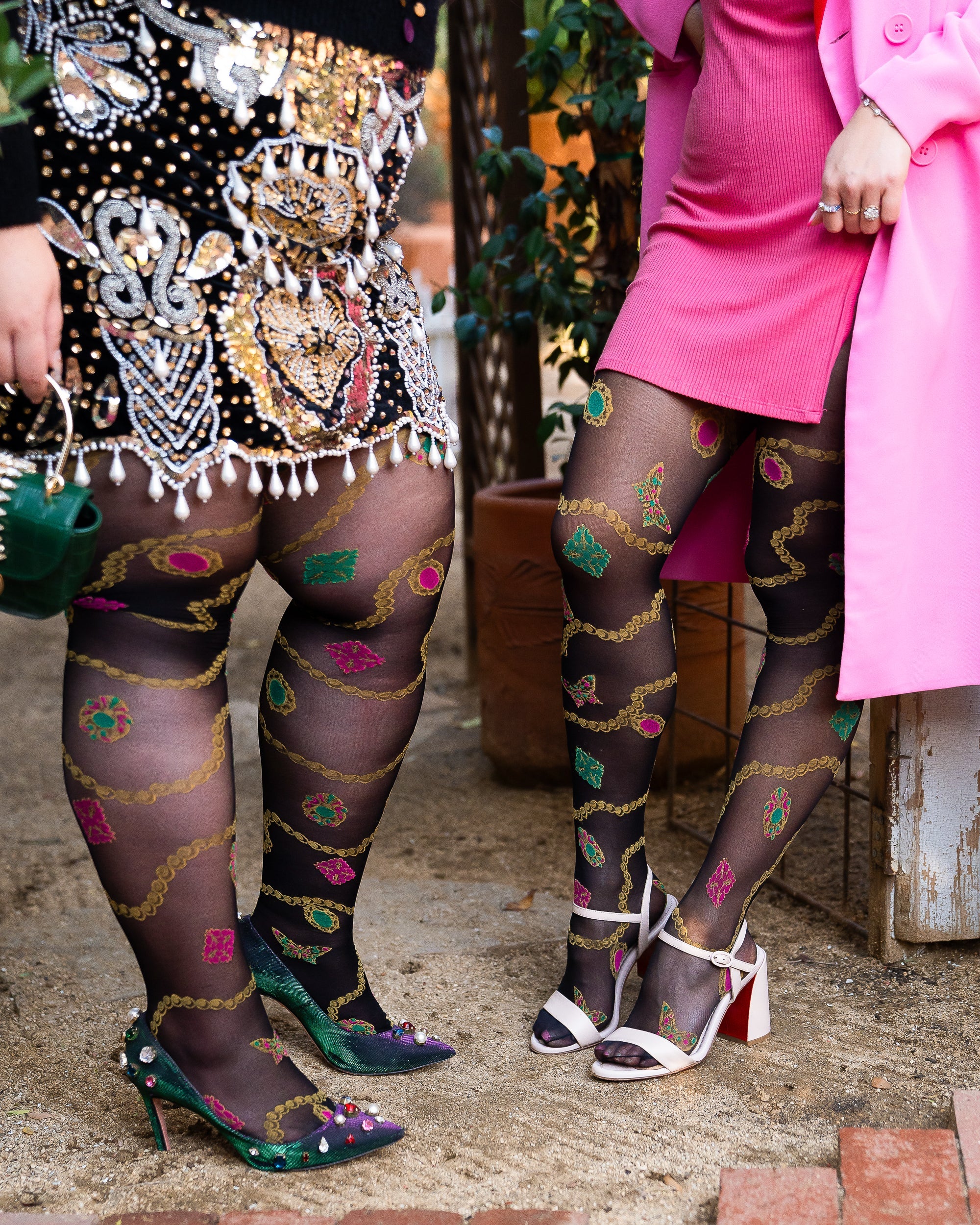 Pearls & Jewels Black Sheer Tights - Image 3