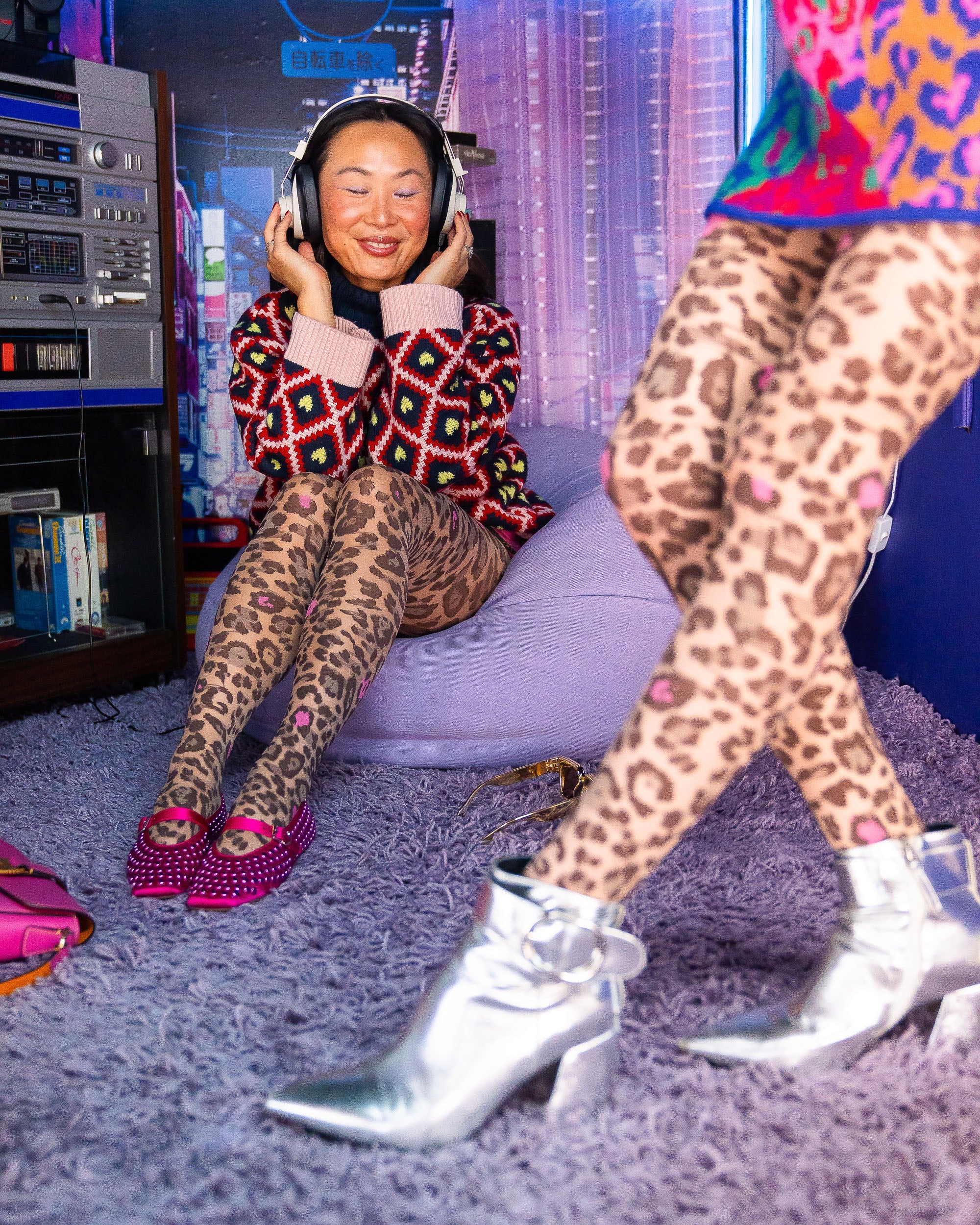 Pink Pop Leopard Print Sheer Tights - Image 8