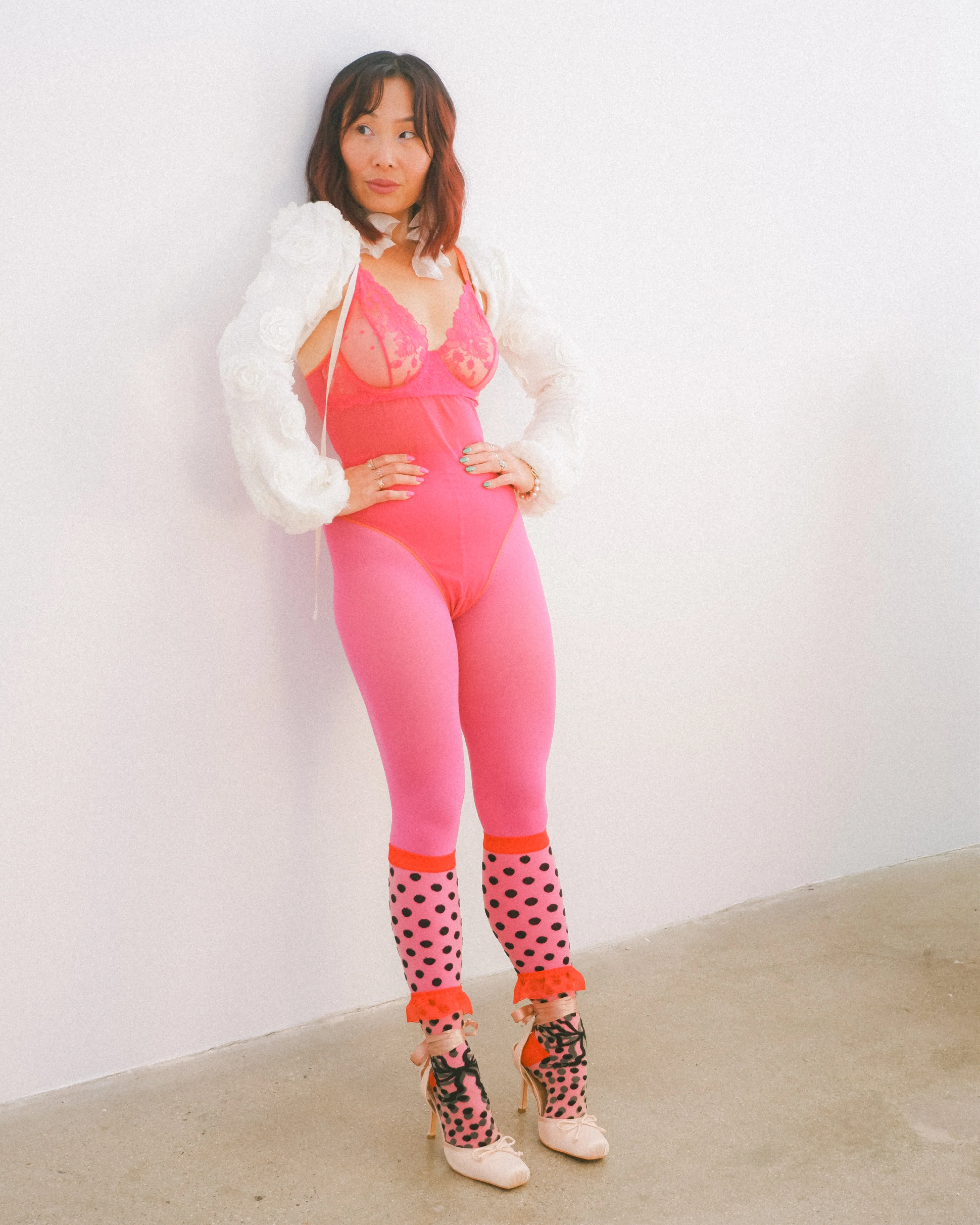 Polka Dot Bow Knee High Sheer Sock - Image 9