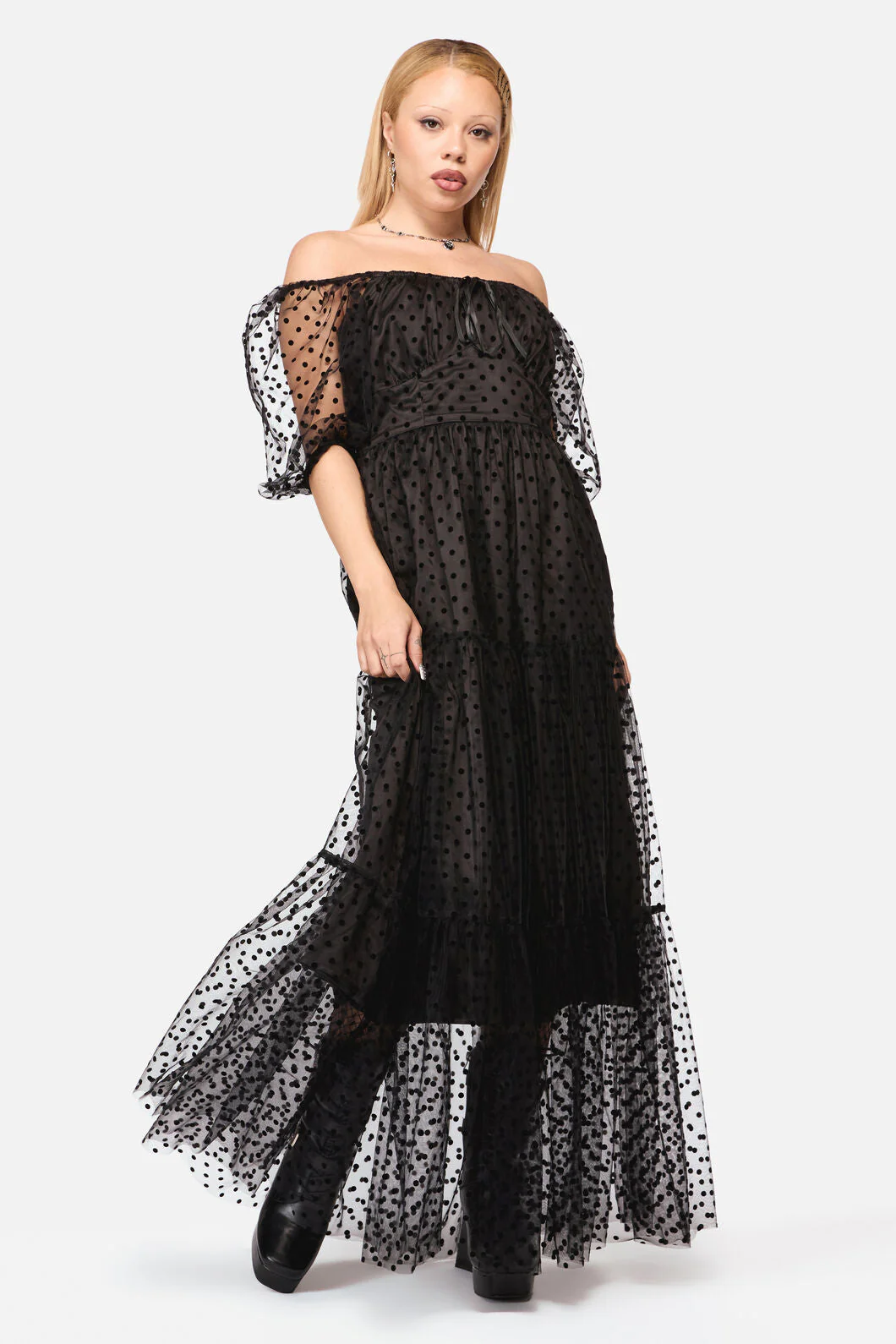 Polka Party Mesh Formal Dress - Image 3