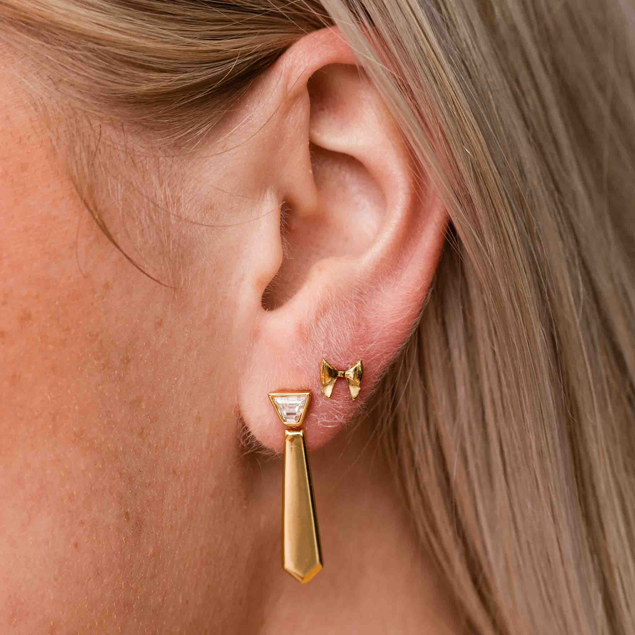 Power Tie Jacket Earrings CZ - Image 2