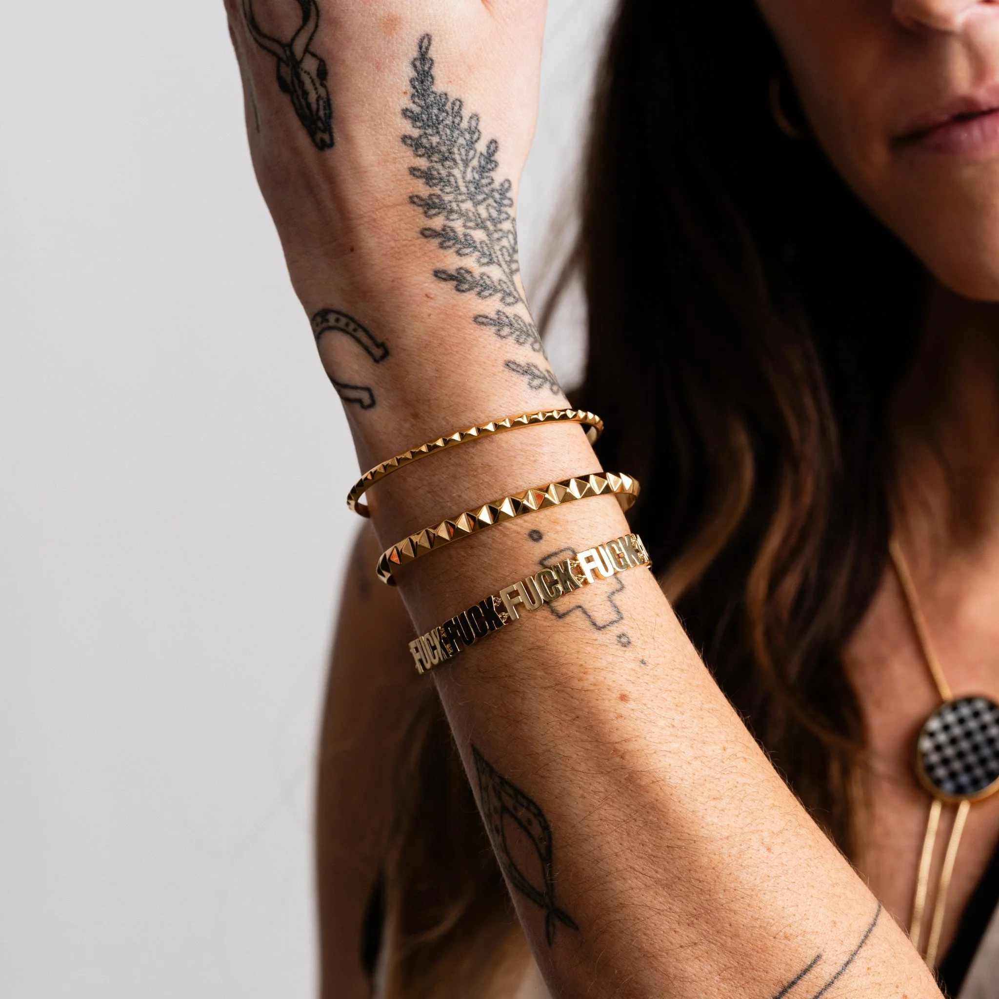 Pyramid Spike Cuff Bracelet - Image 2