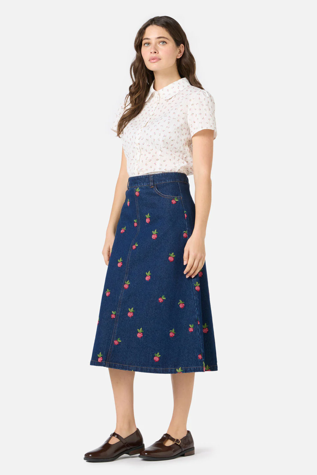 Radish Emb Denim Skirt - Image 4