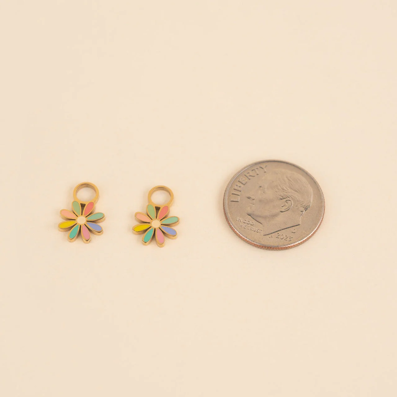 Rainbow Daisy Huggie Hoop Charms - Image 4