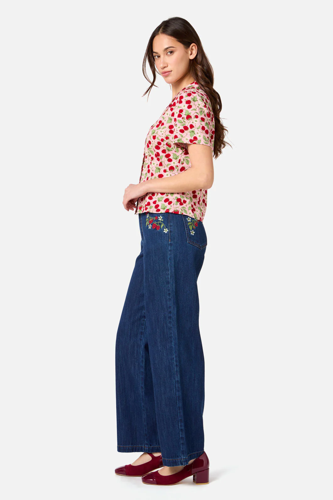 Raspberry Short Sleeve Blouse - Image 5