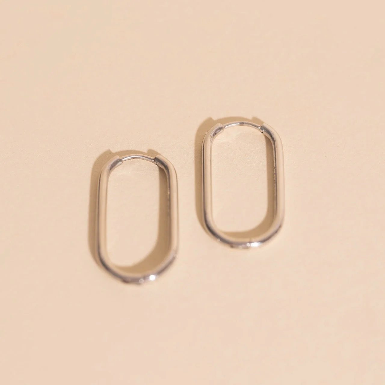 Rectangle Rounded Huggie Hoop Earrings - Image 11