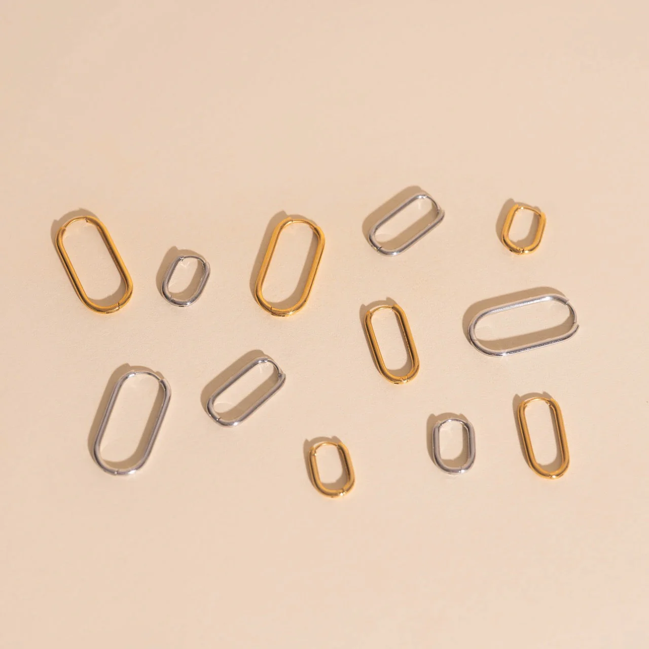 Rectangle Rounded Huggie Hoop Earrings - Image 18