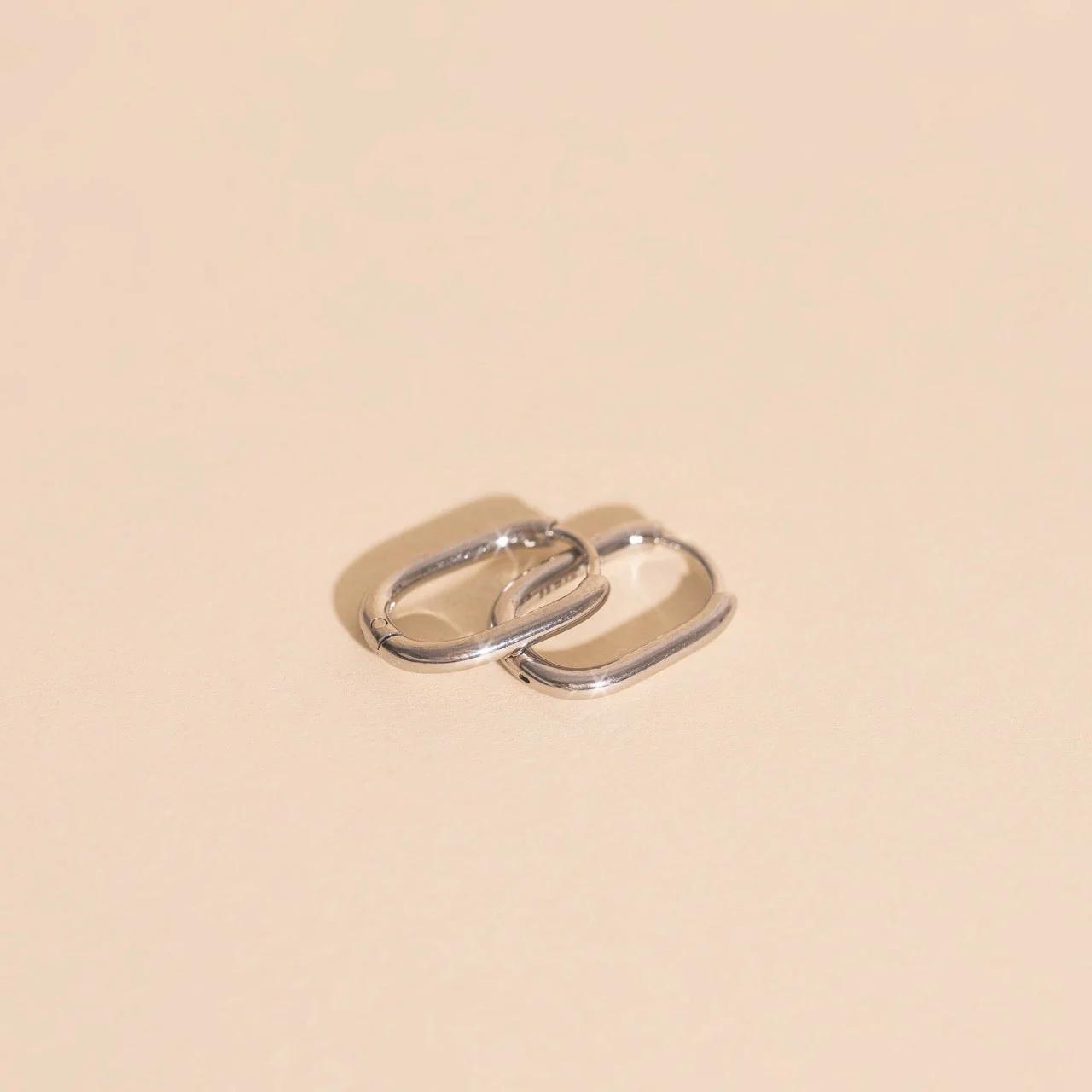 Rectangle Rounded Huggie Hoop Earrings - Image 6