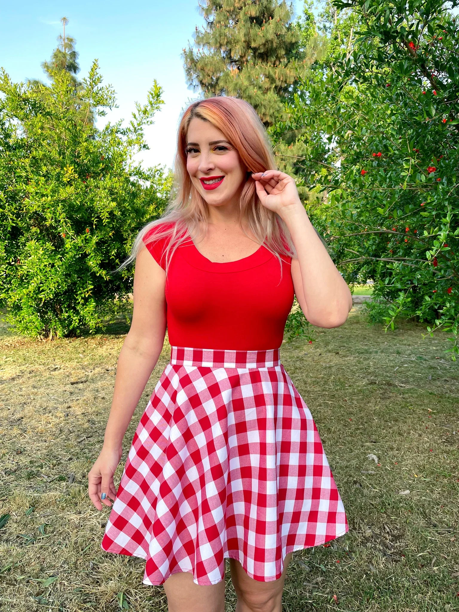 Red Gingham Skater Skirt - Image 5