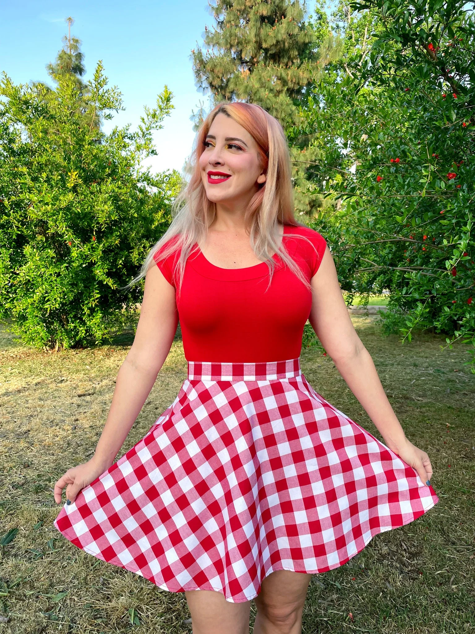 Retro Boat Neck Top in Red - Image 4