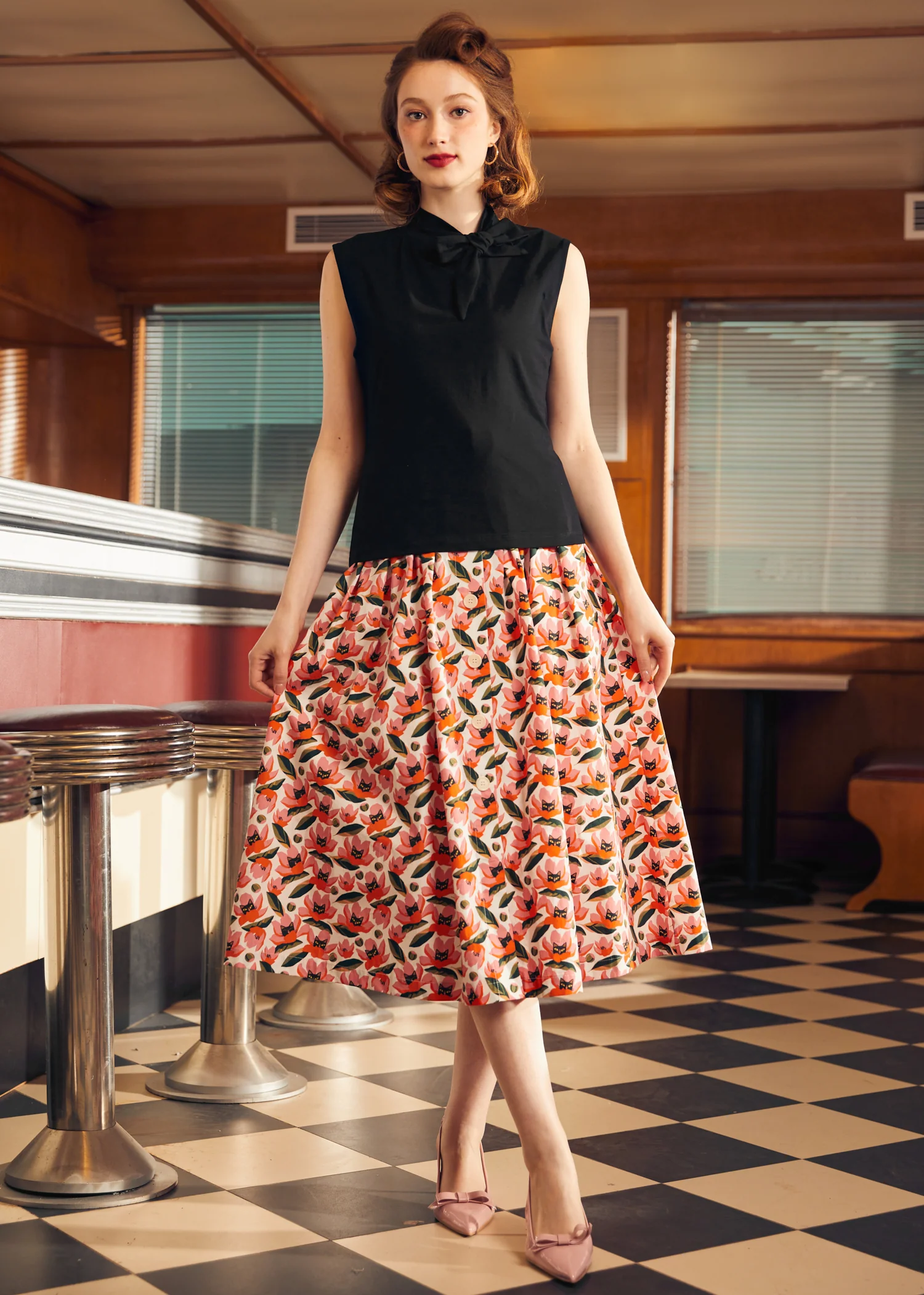 Retro Rendezvous Tie-Neck Top - Image 2