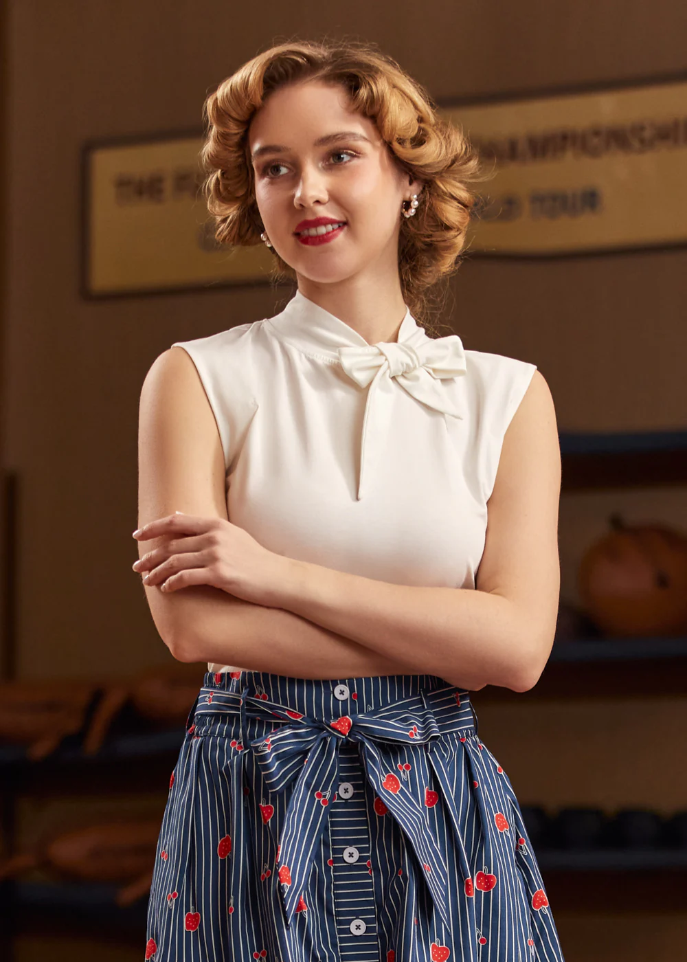 Retro Rendezvous Tie-Neck Top - Image 3