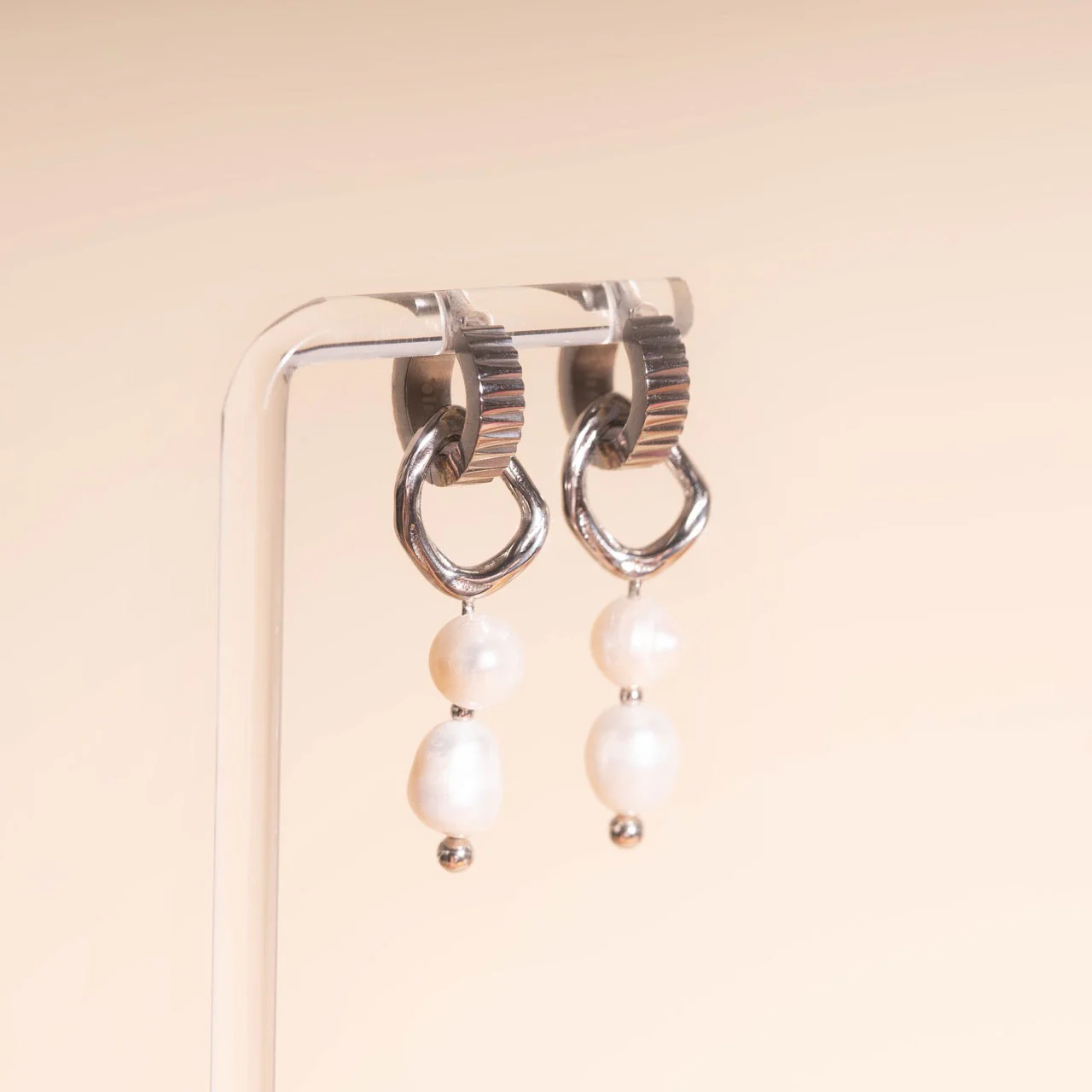Ripple Pearl Huggie Hoop Charms - Image 12