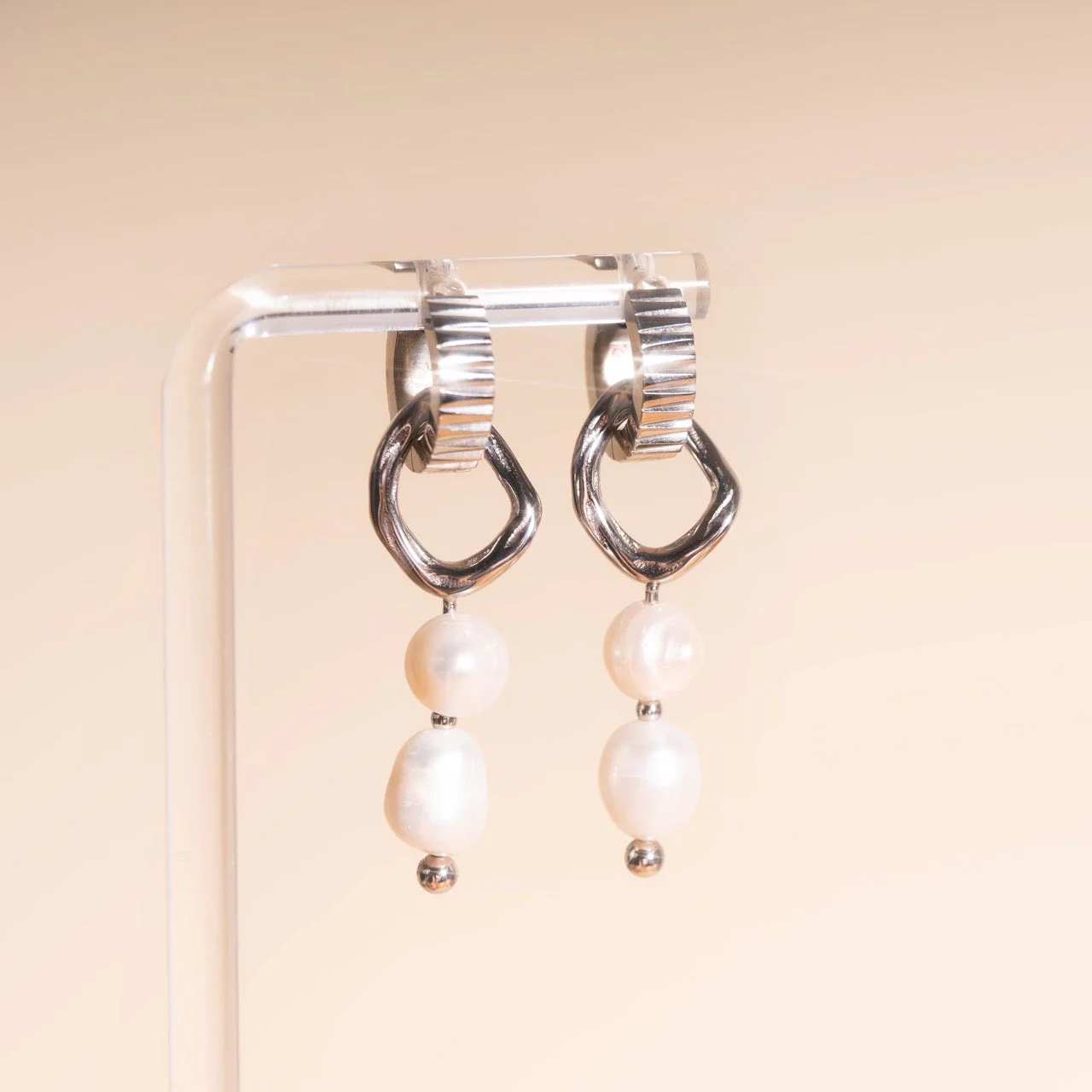Ripple Pearl Huggie Hoop Charms - Image 13