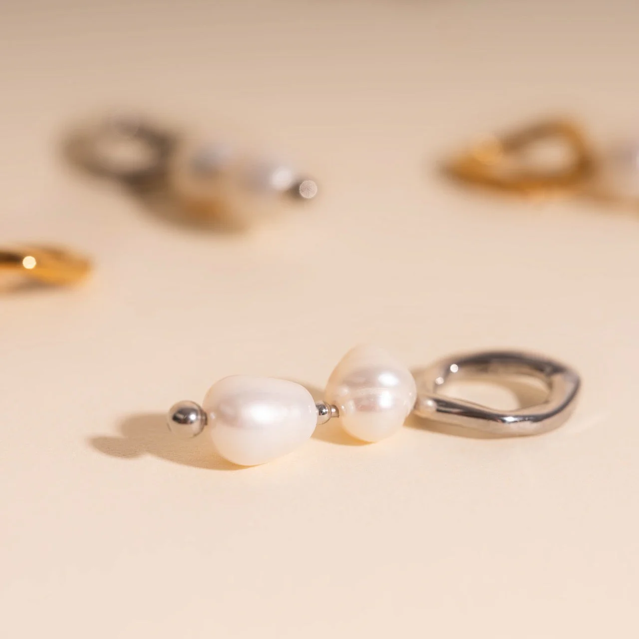 Ripple Pearl Huggie Hoop Charms - Image 15