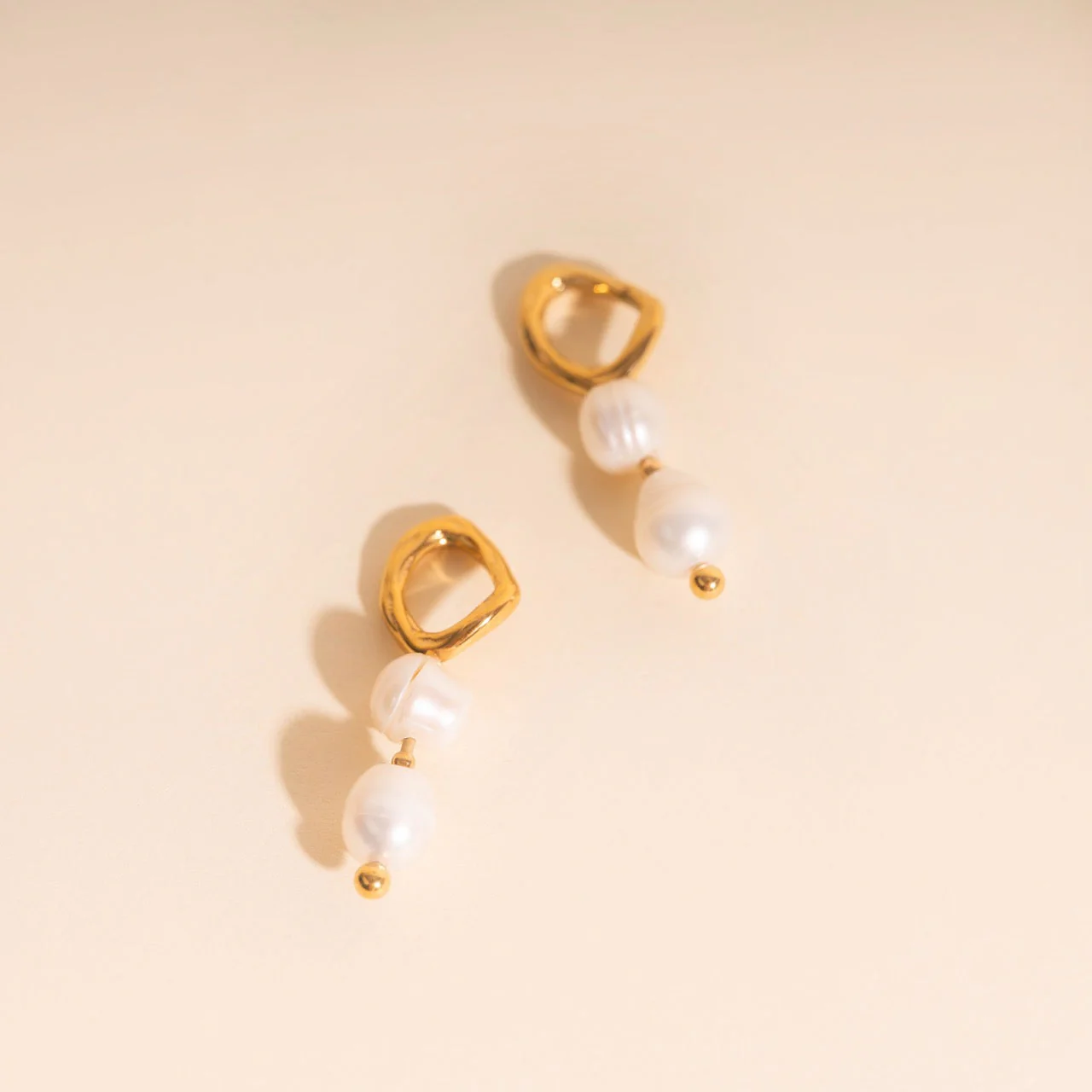 Ripple Pearl Huggie Hoop Charms - Image 2