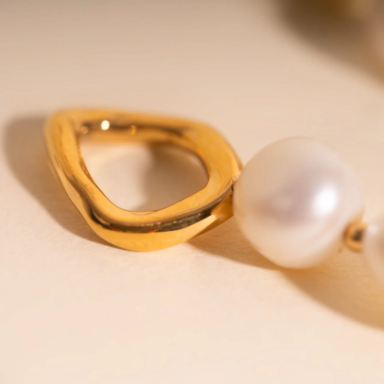 Ripple Pearl Huggie Hoop Charms - Image 4