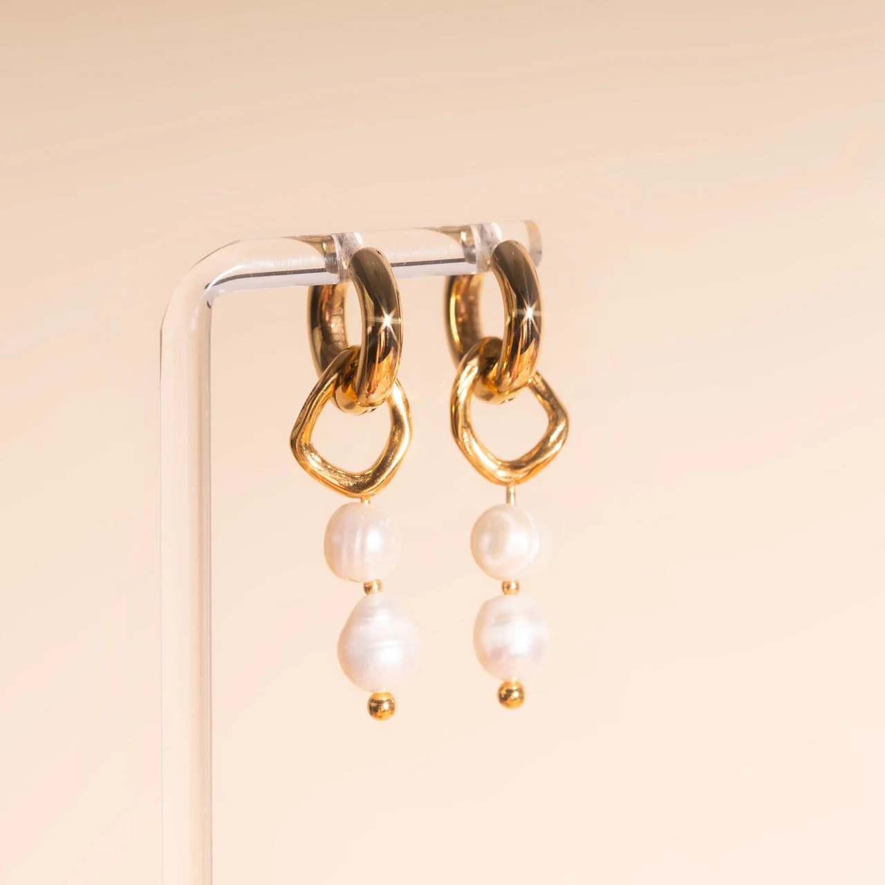 Ripple Pearl Huggie Hoop Charms - Image 6
