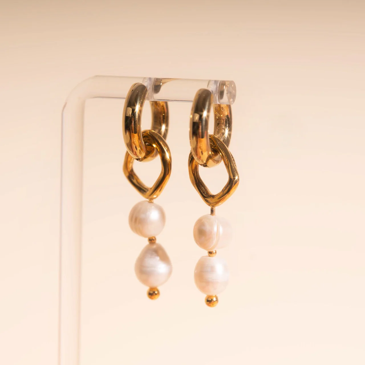 Ripple Pearl Huggie Hoop Charms - Image 7