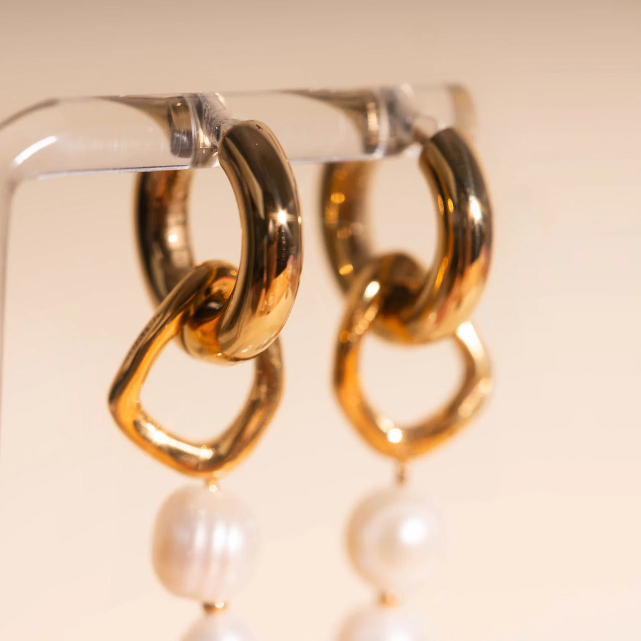 Ripple Pearl Huggie Hoop Charms - Image 8
