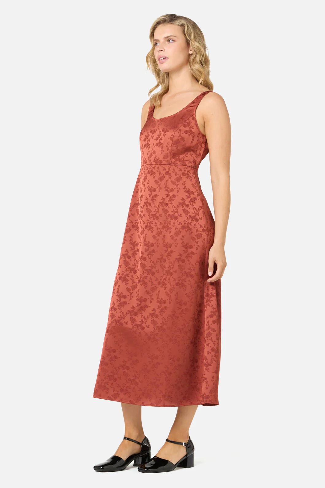Roma Satin Embossed Midi Dress - Image 10