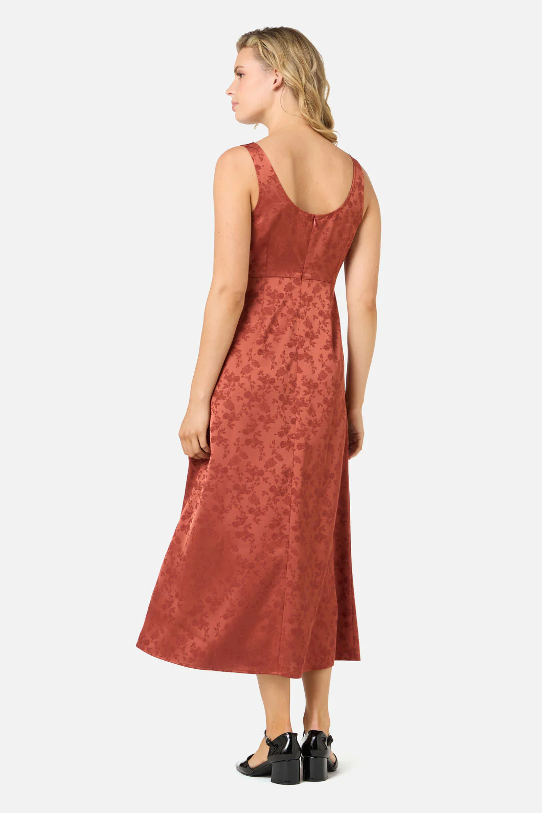 Roma Satin Embossed Midi Dress - Image 11