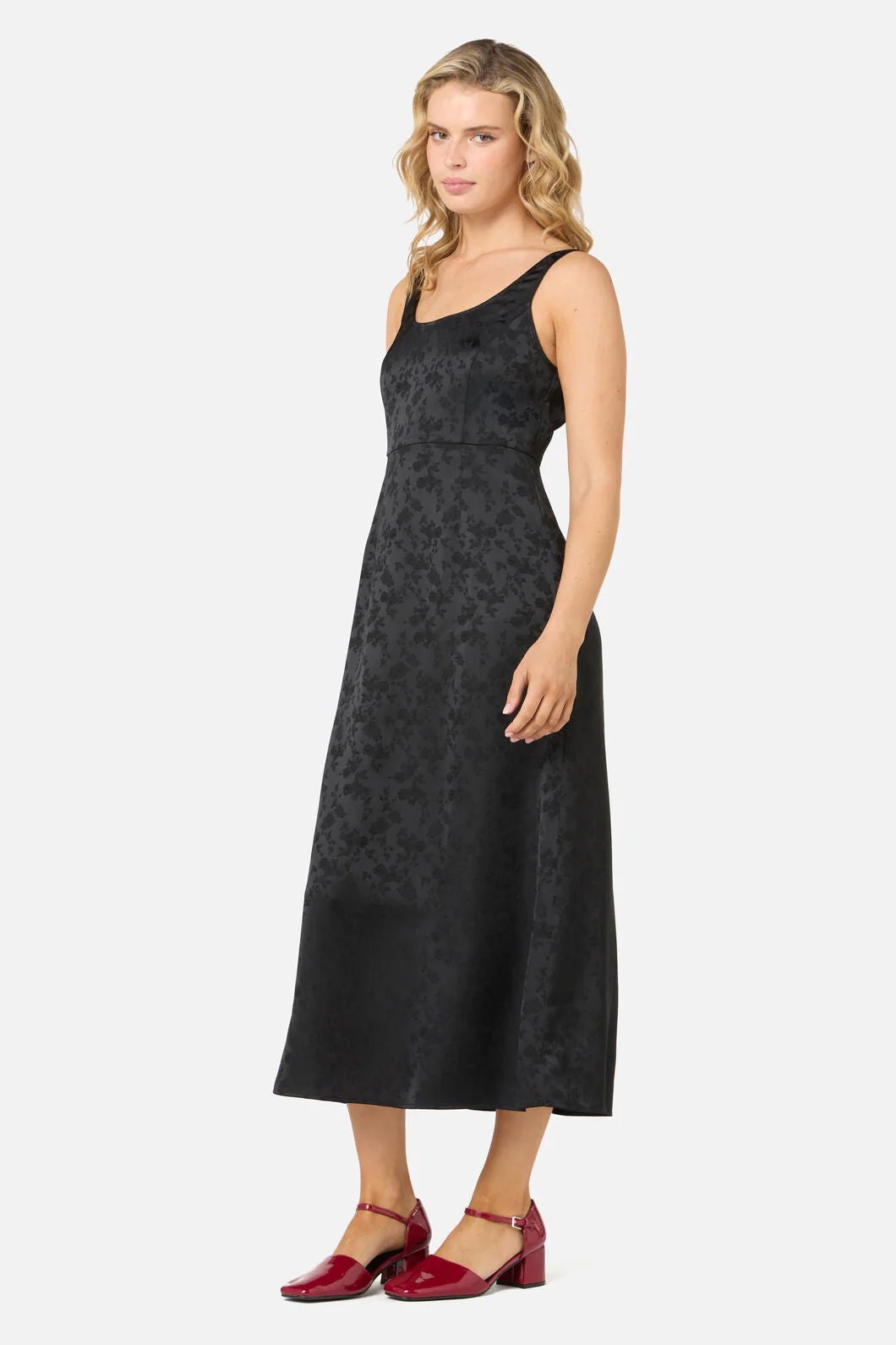 Roma Satin Embossed Midi Dress - Image 5