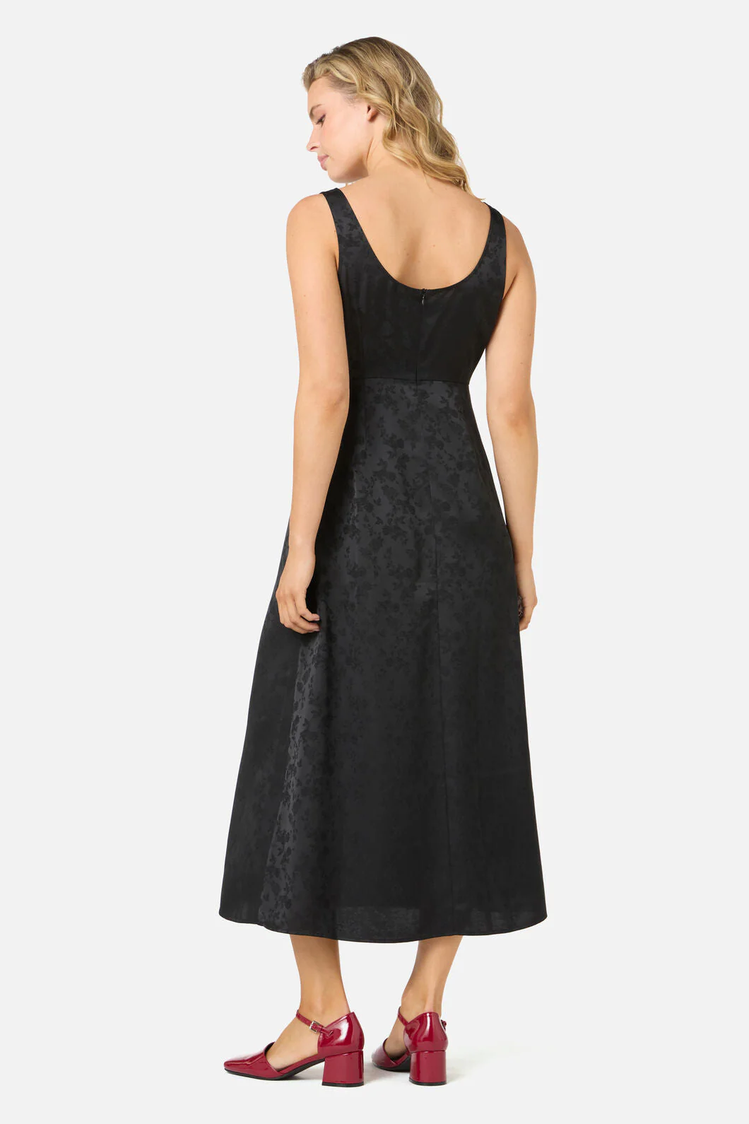 Roma Satin Embossed Midi Dress - Image 6