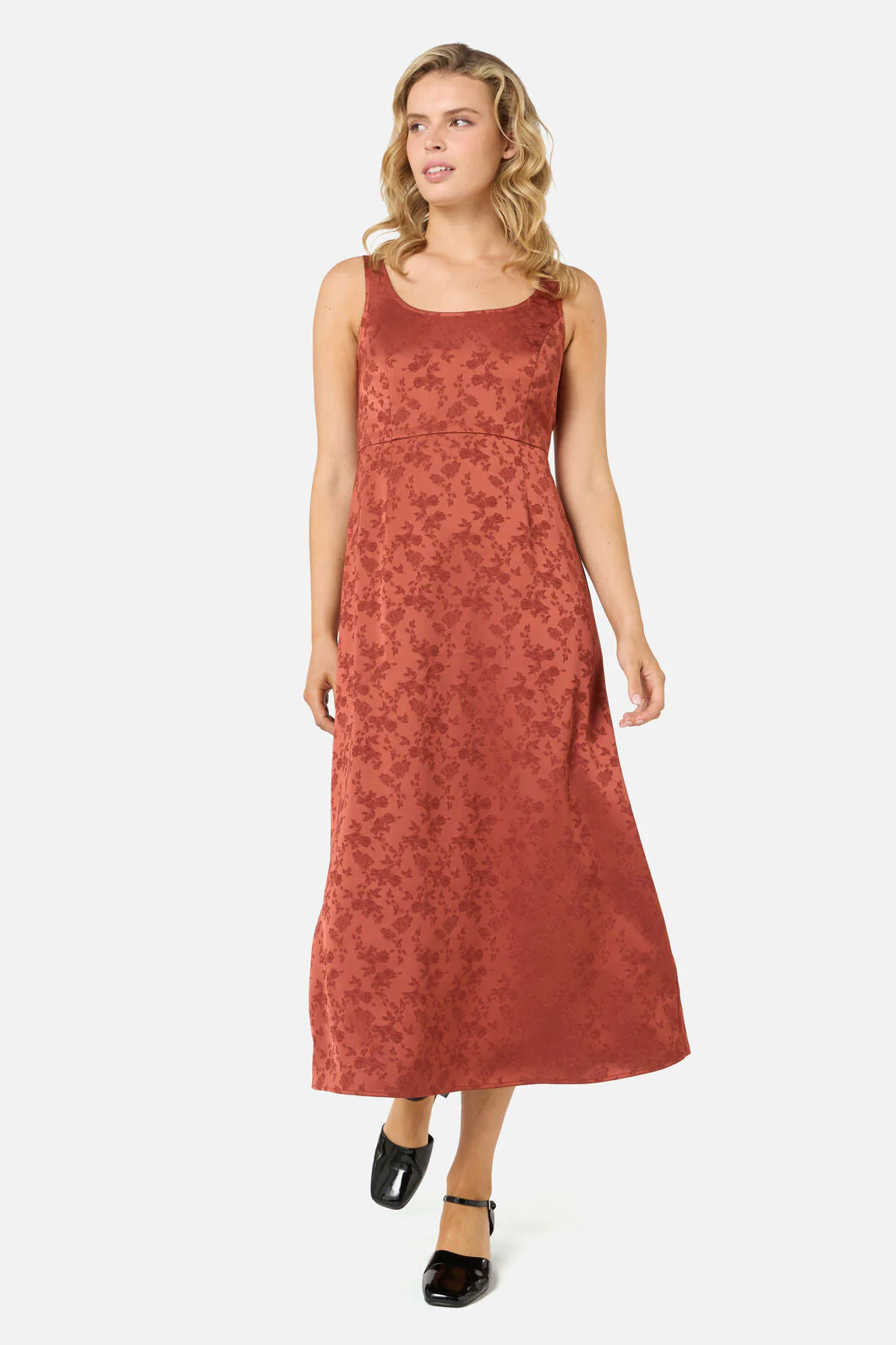 Roma Satin Embossed Midi Dress - Image 8
