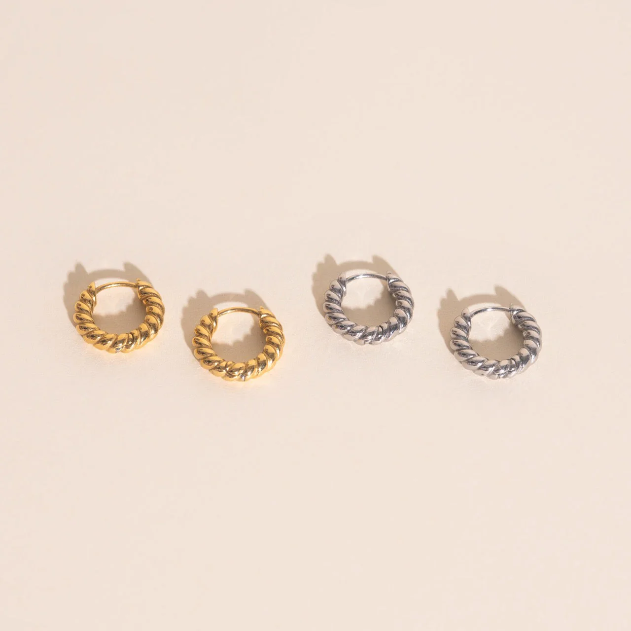 Rope Chunky Rounded Huggie Hoop Earrings - Image 8