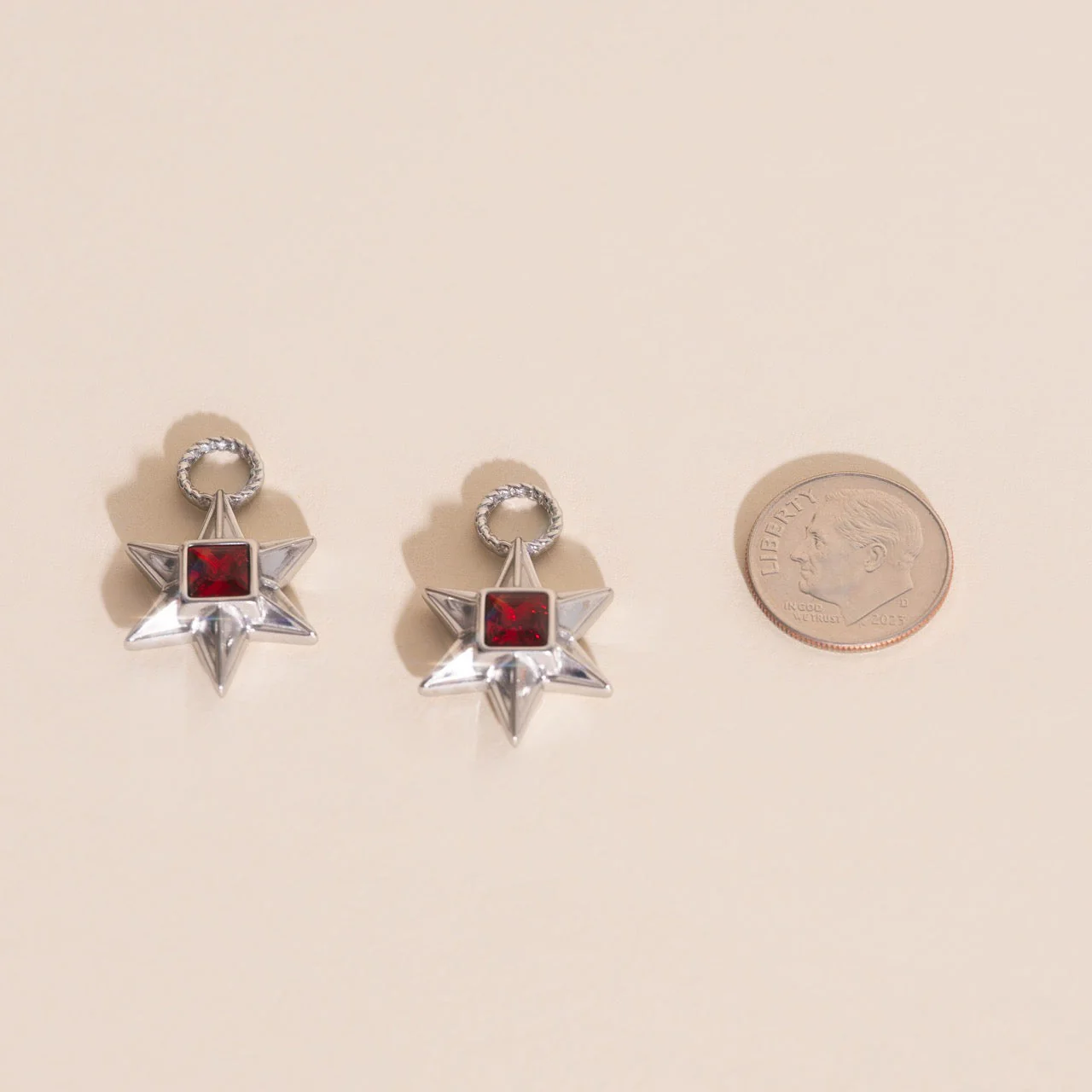 Ruby Star Chunky Huggie Hoop Charms - Image 10