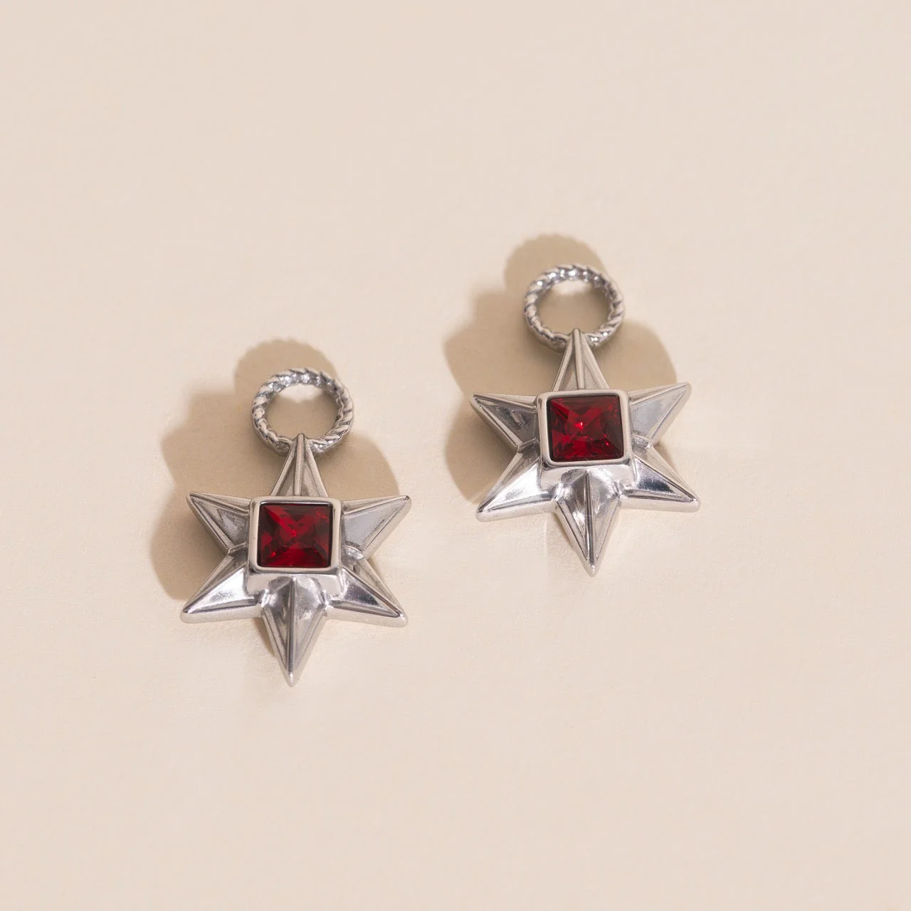 Ruby Star Chunky Huggie Hoop Charms - Image 2