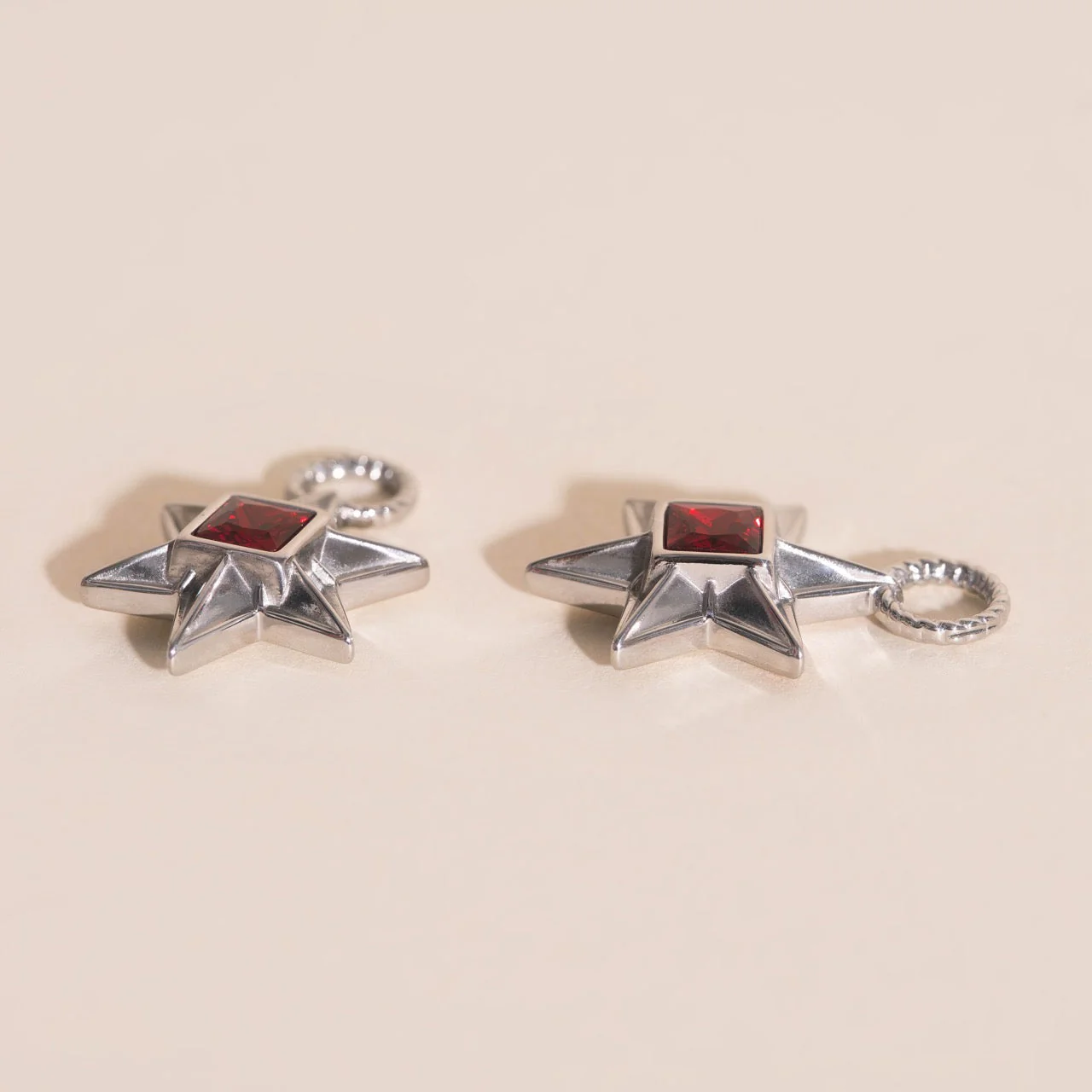 Ruby Star Chunky Huggie Hoop Charms - Image 3