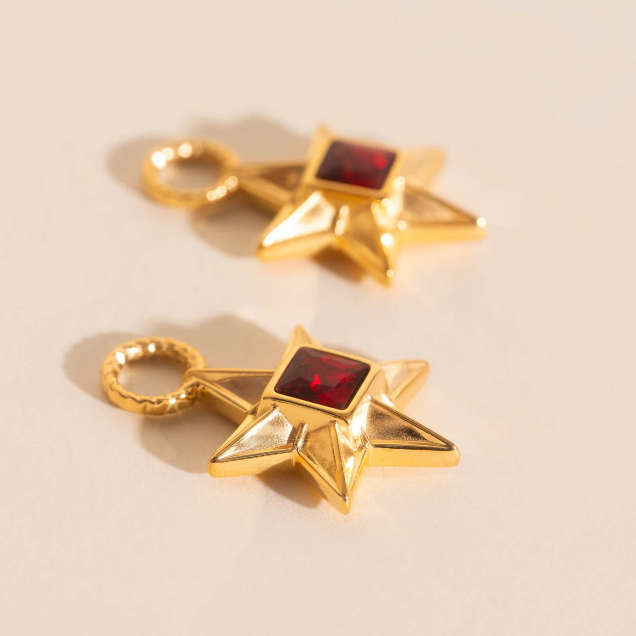 Ruby Star Chunky Huggie Hoop Charms - Image 6