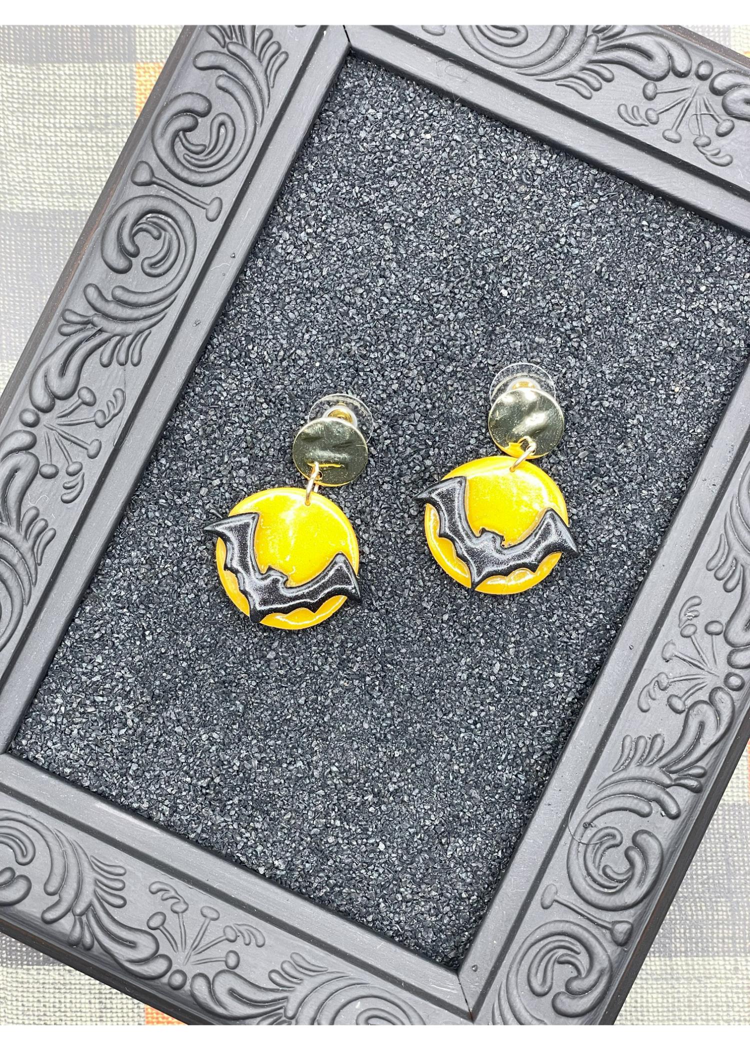 Salem Full Moon Bat Earrings - Image 3